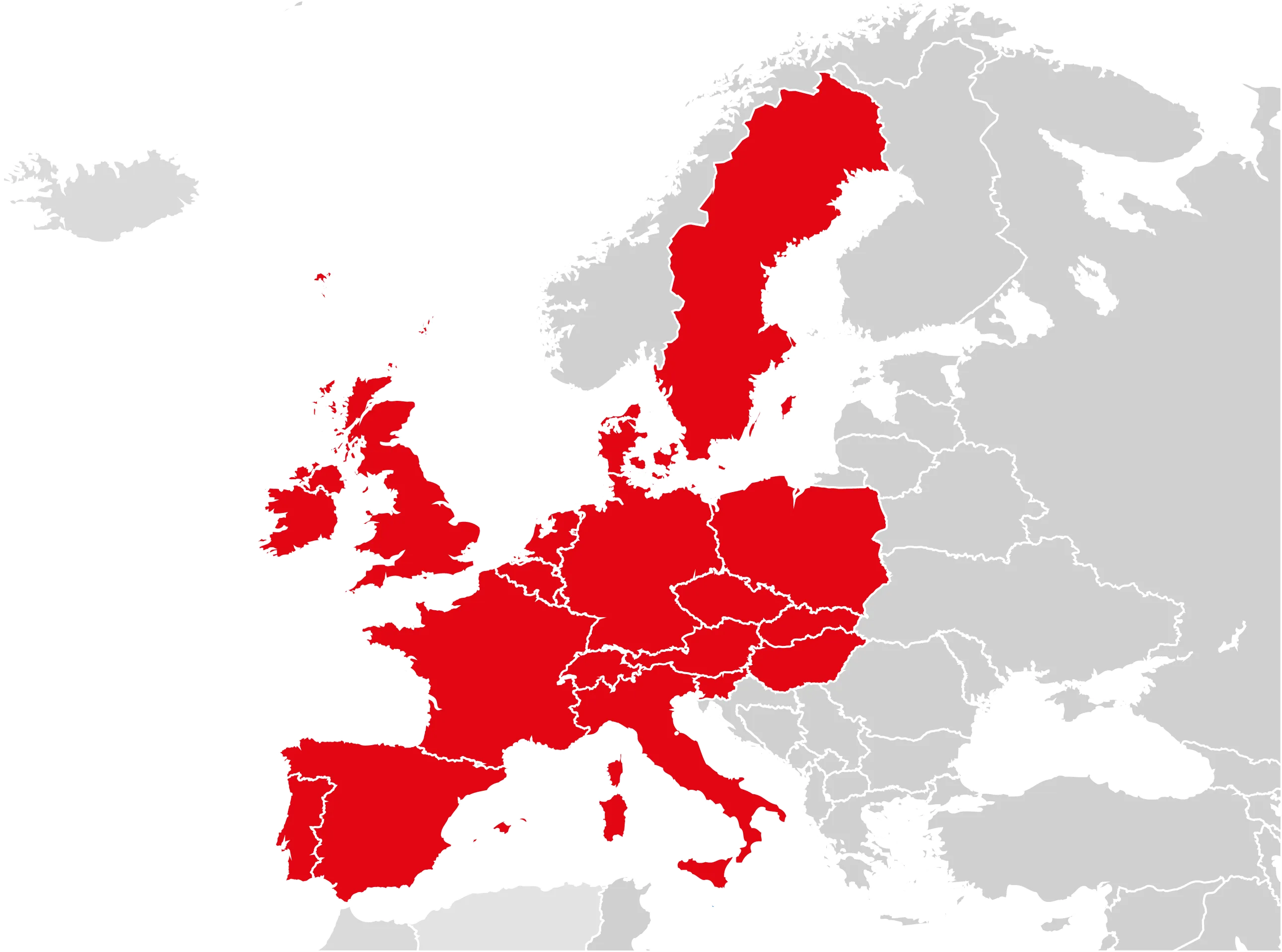 Karte der Länder, in die MKS International Transport liefert